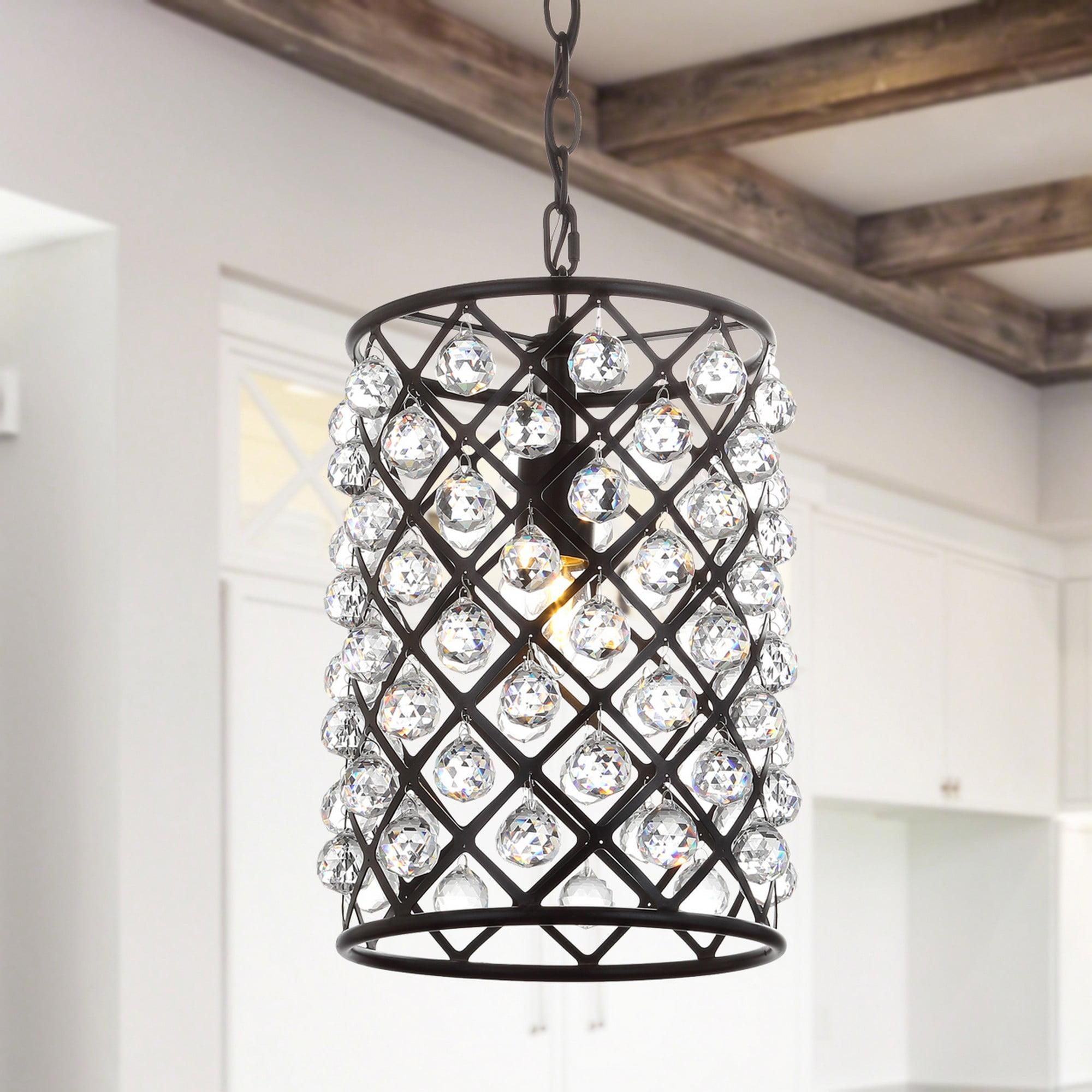 Gabrielle 10" Crystal/Metal LED Pendant, Oil Rubbed Bronze