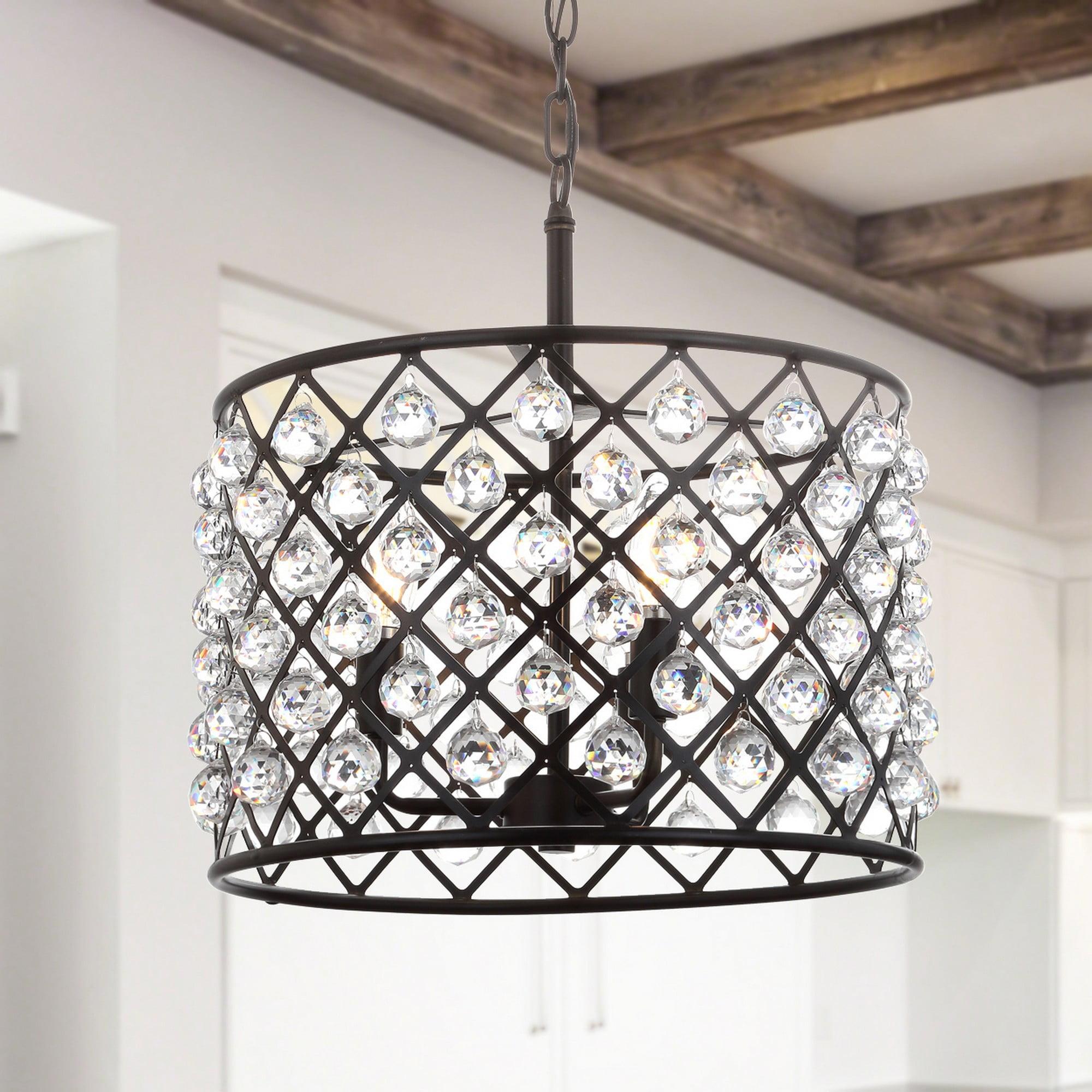 Gabrielle 16" Oil-Rubbed Bronze Crystal LED Drum Pendant