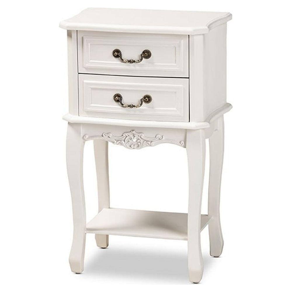 Gabrielle 2 Drawer Wood Nightstand White/Brass - Baxton Studio