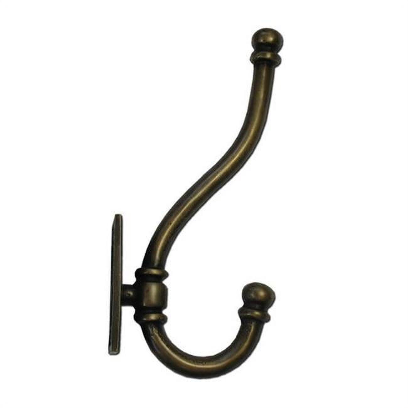 Unlacquered Antique Brass Wall Mounted Heavy Hook