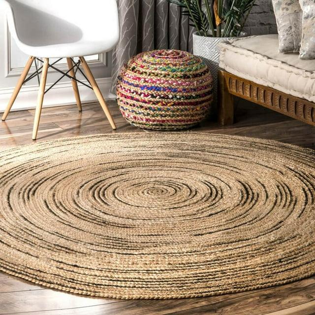 Gahilot International Handwoven Jute Area Rug,Natural Yarn Hand Braided Round Rugs for Bedroom, Kitchen, Living Room, Farmhouse Rugs for Live