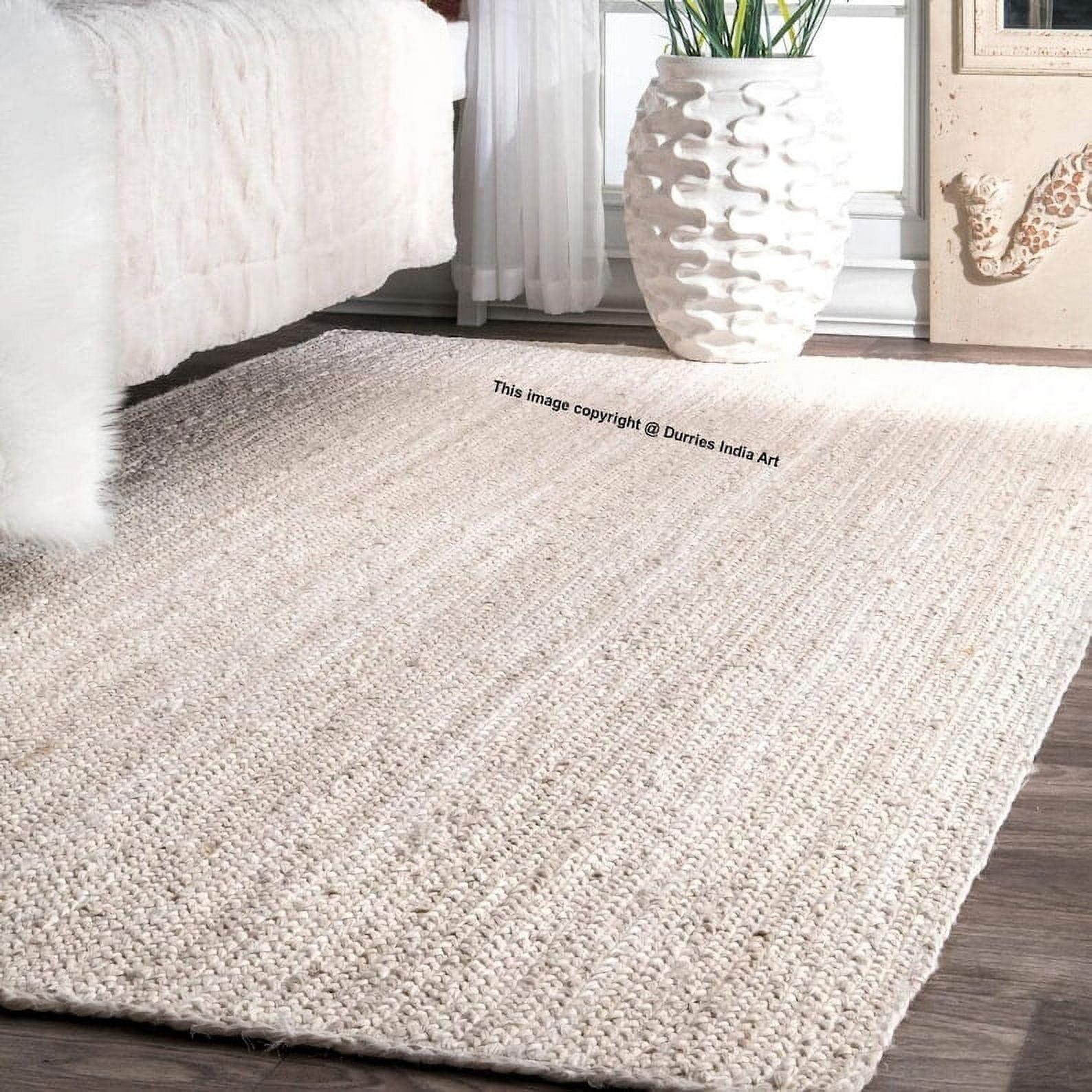 Nuloom 5x8 Elfriede Jute & Cotton Hand Woven Indoor Area Rug, Natural, Solid Rustic Farmhouse Style Natural Fiber Bedroom, Living Room,