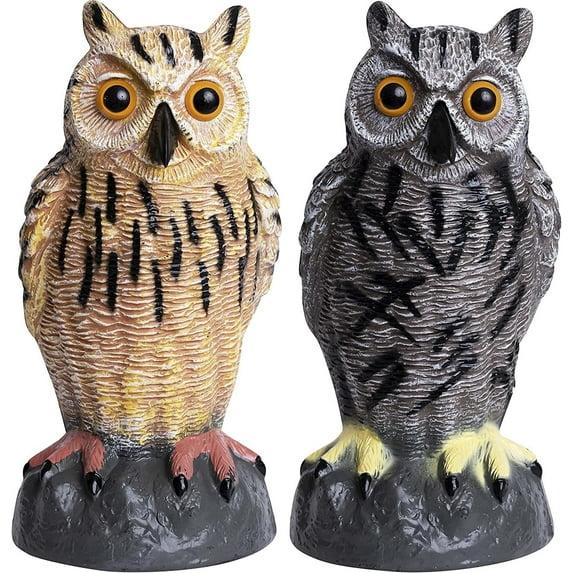 2Pack Fake Owl Decoy to Keep Birds Away Garden Decoration Bird Scare Devices for Garden Outdoor Yard