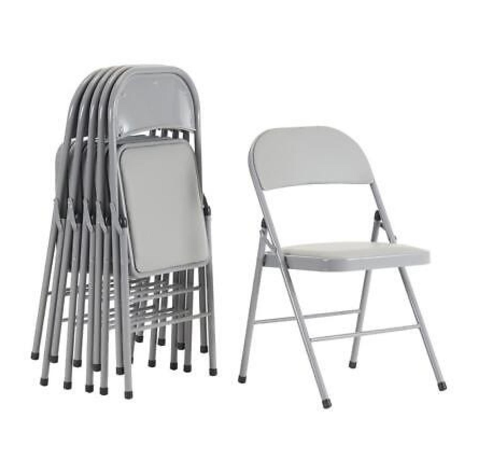 6 Pack Gray Folding Chairs with Padded Cushion and Back for Outside Portable Stackable Commercial Foldable Chairs with Steel Frame for Events Office Wedding Party, 330lbs Capacity