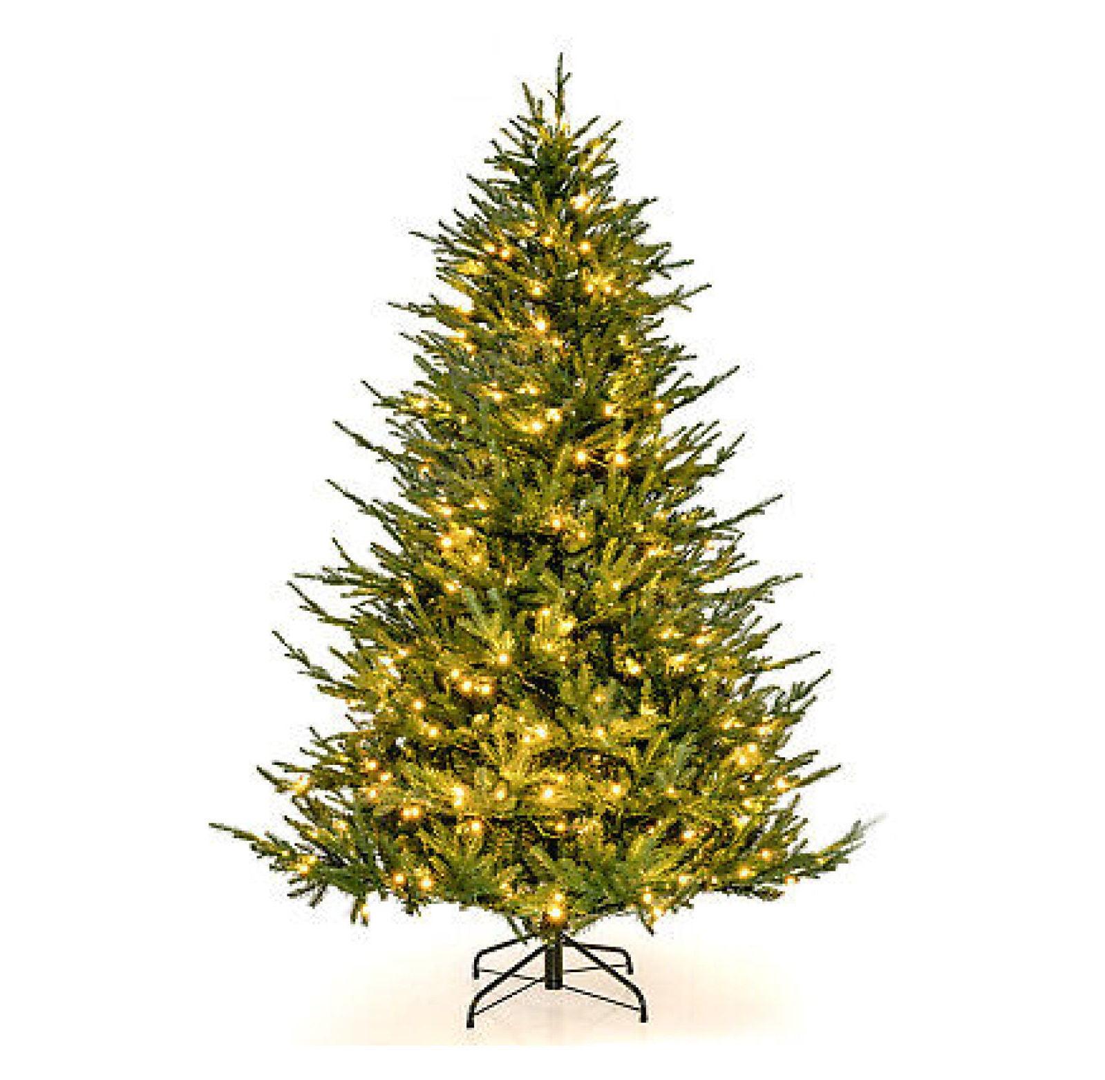 7-Foot Green PVC PE Pre-Lit Christmas Tree with Warm LED Lights