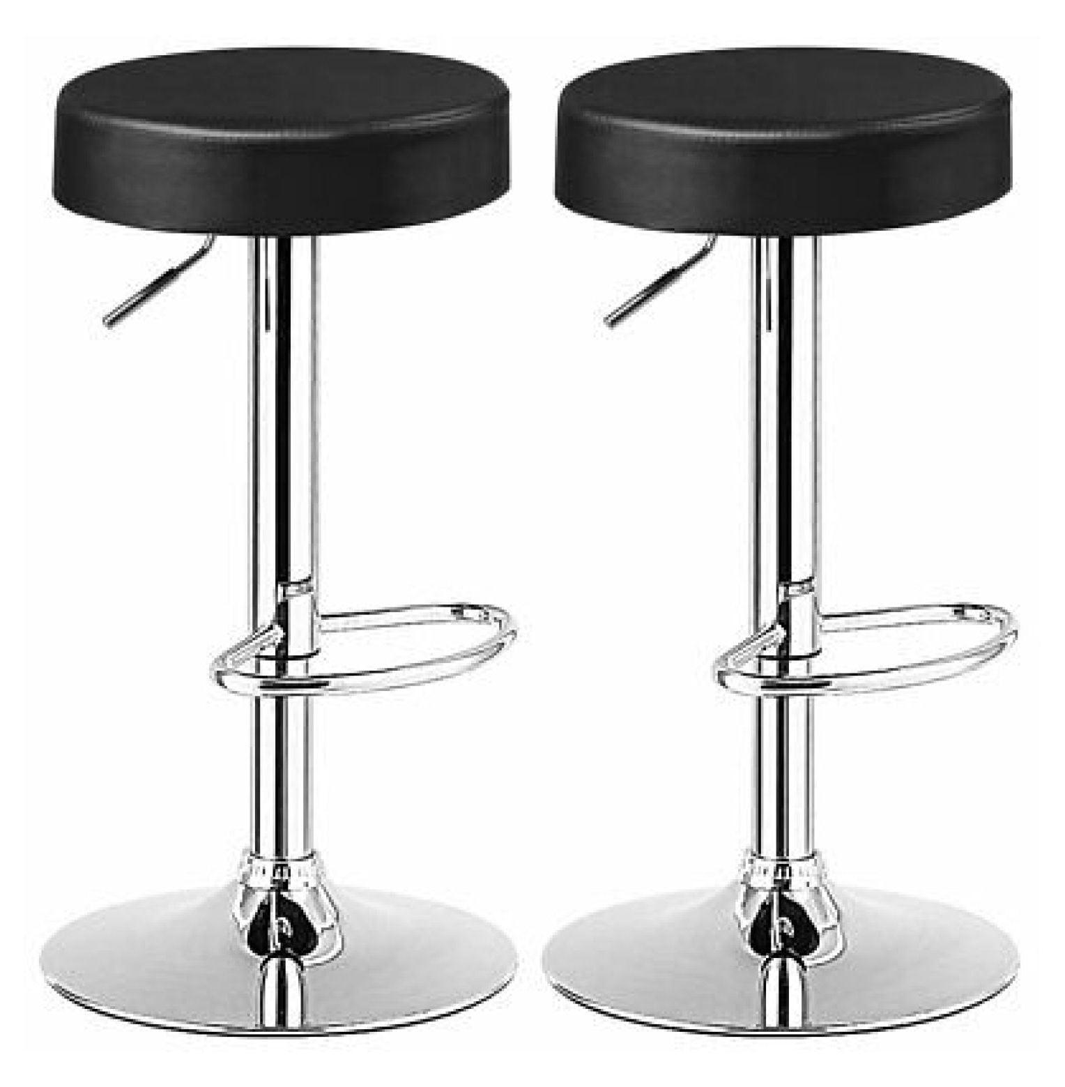 WATERJOY Adjustable Round Bar stools Set of 2, PU Seat Swivel Bar Stool with footrest