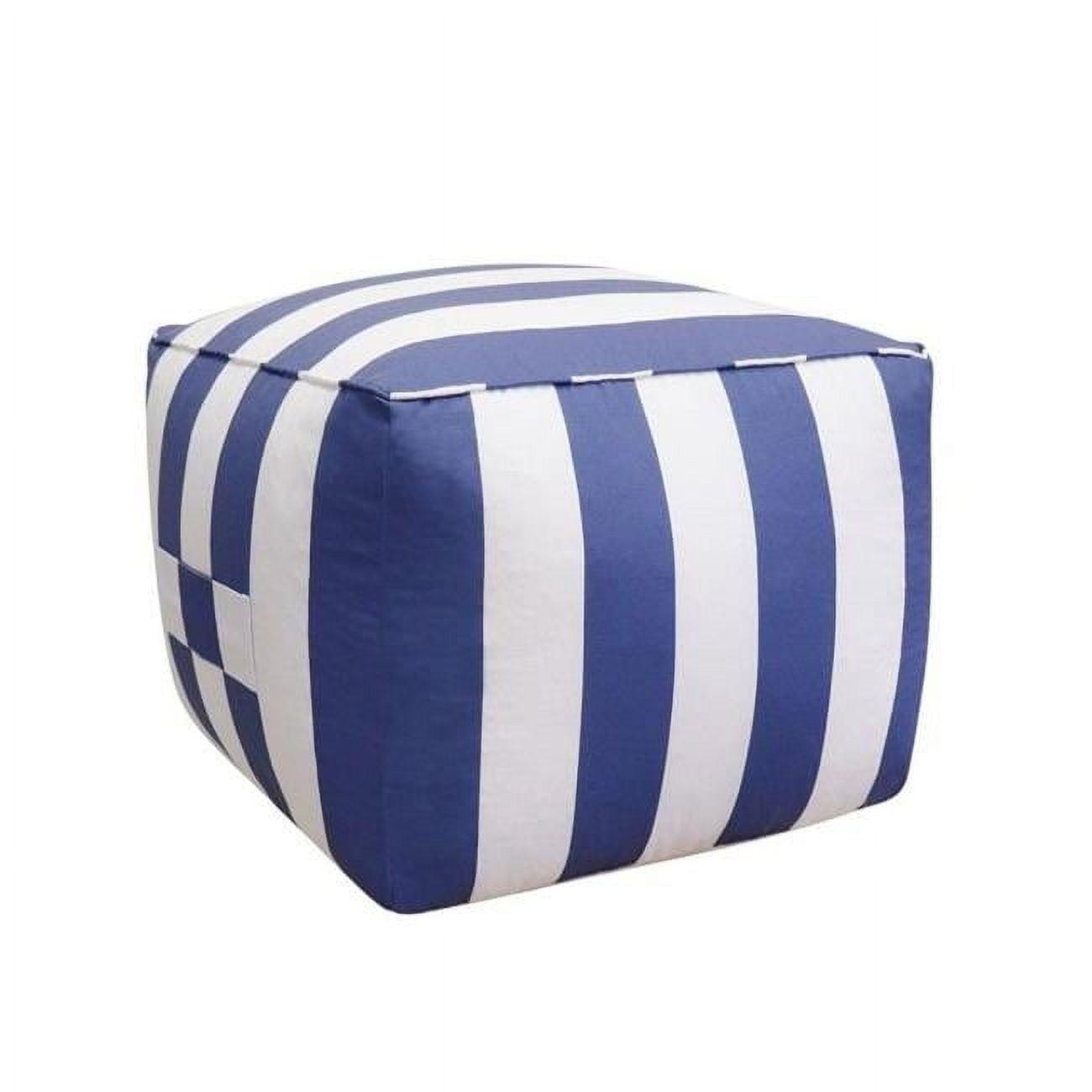 Galaxy Blue and White Striped Polyester Pouf