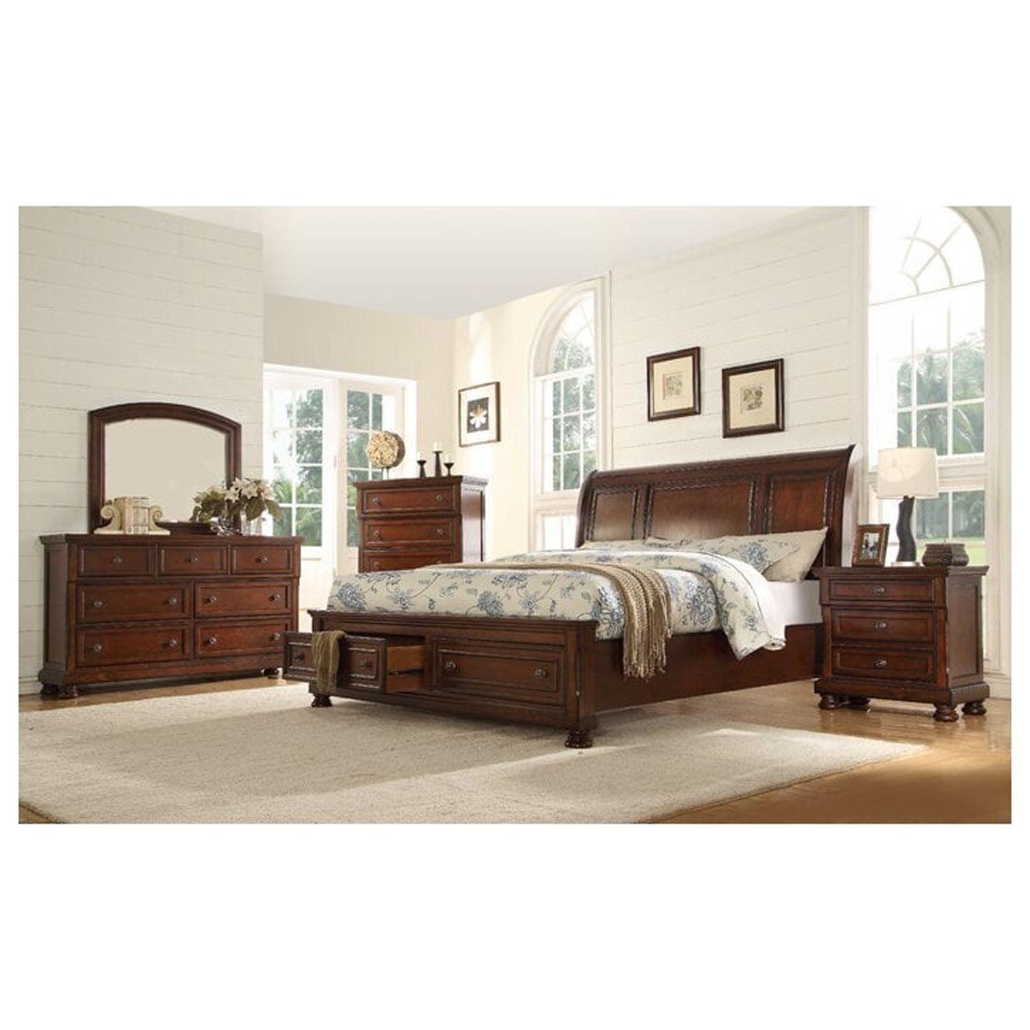 Baltimore Dark Walnut Queen Storage Bedroom Set with Mirror