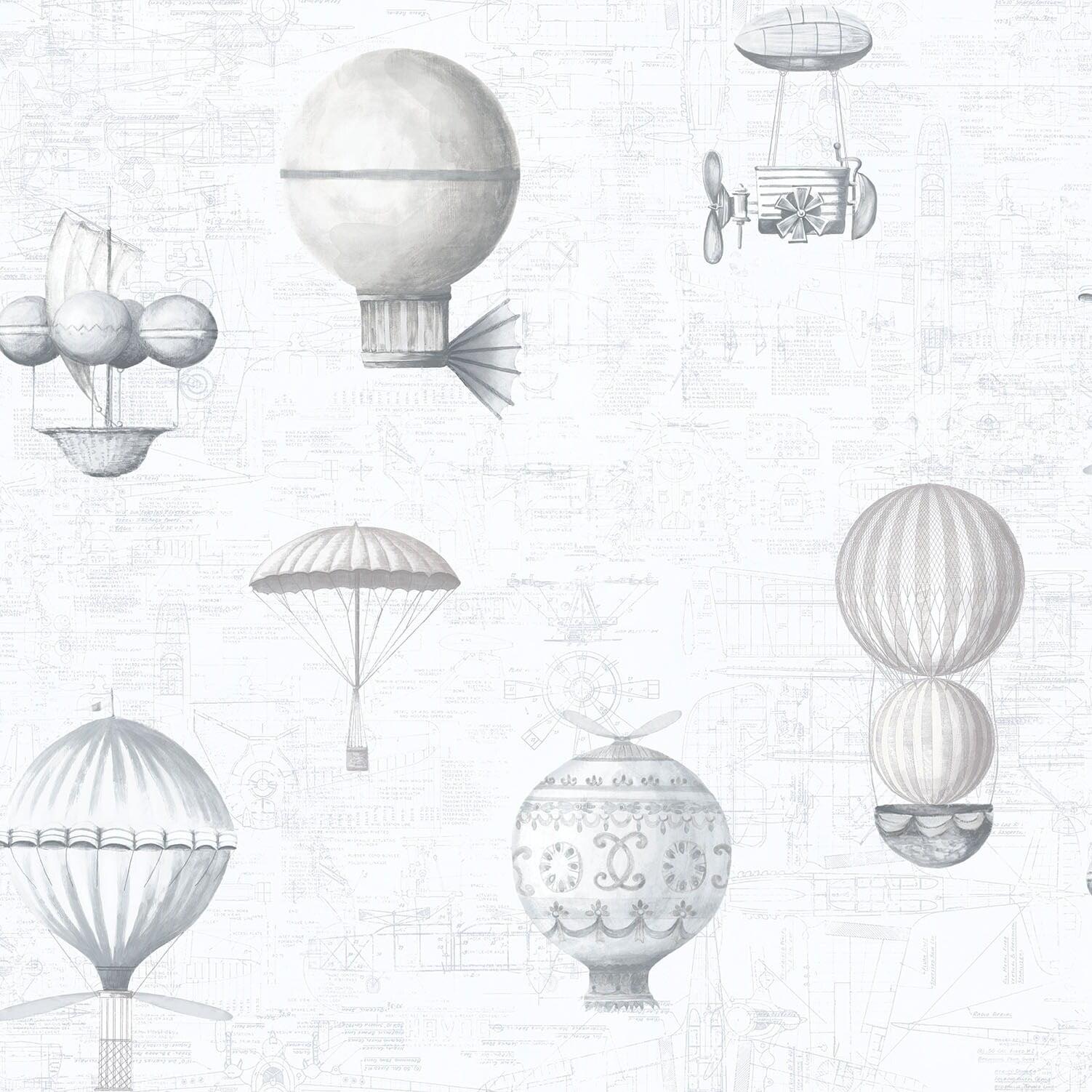 Nostalgie Steampunk Air Balloons 33' L x 21" W Wallpaper Roll