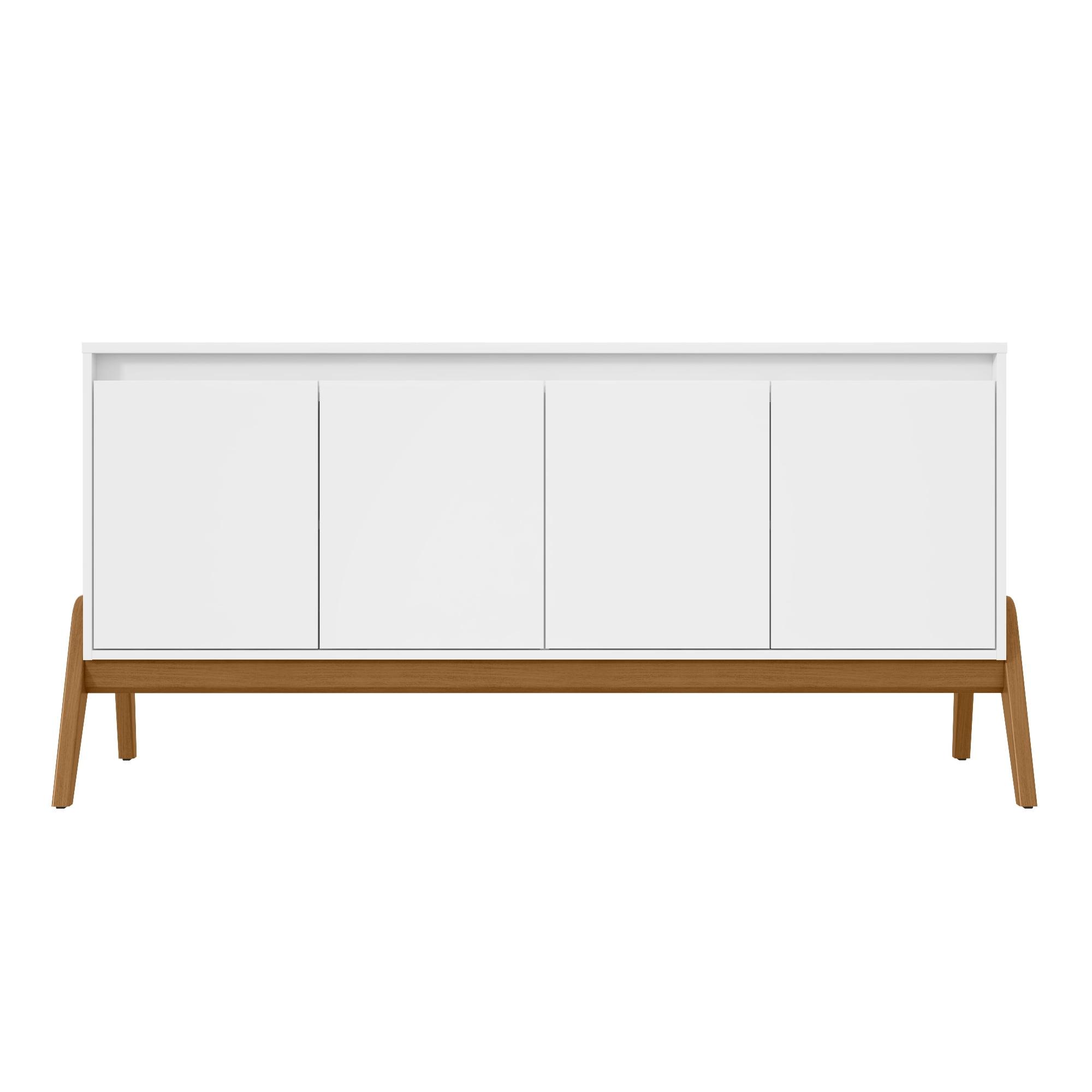 Matte White Eucalyptus Wood Mid-Century Modern Sideboard