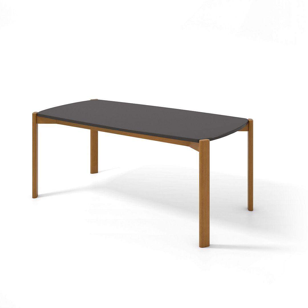 Manhattan Comfort Gales 70.87 Dining Table with Solid Wood Legs in Matte Black