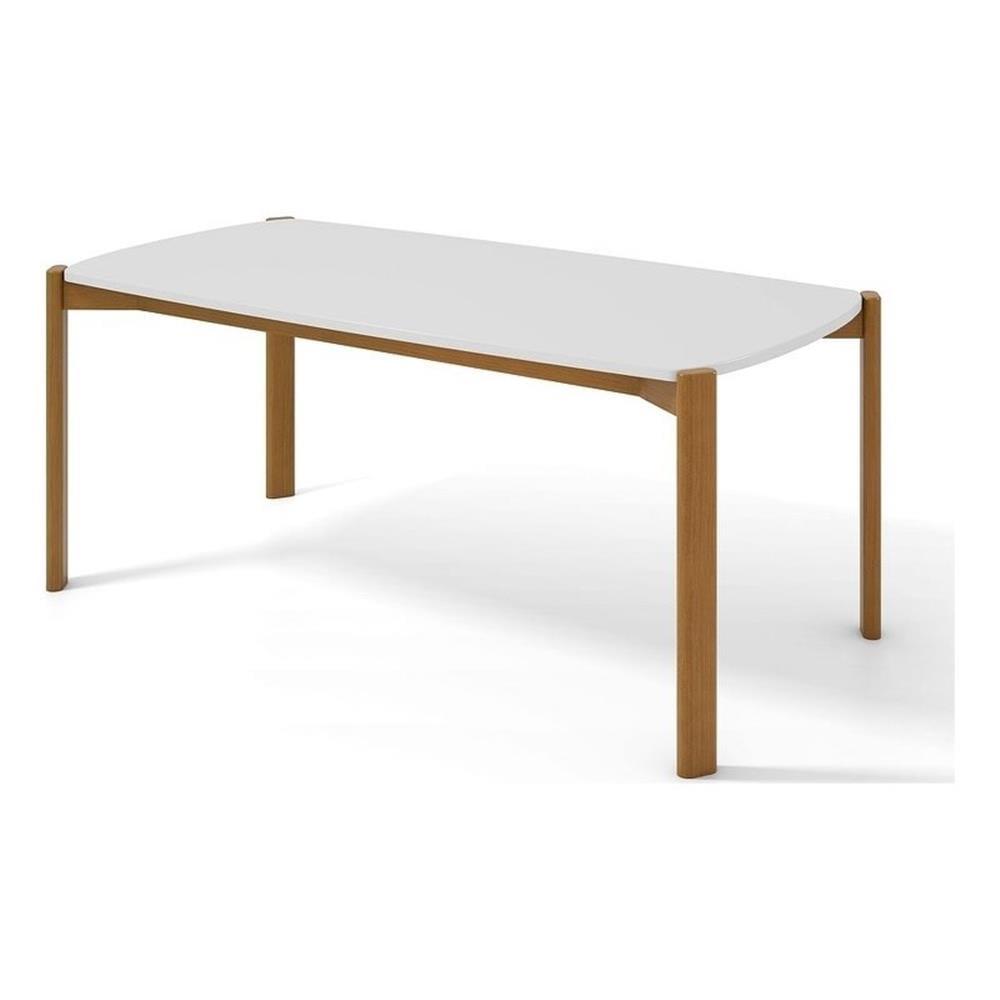 Manhattan Comfort Gales 70.87 Dining Table with Solid Wood Legs in Matte White