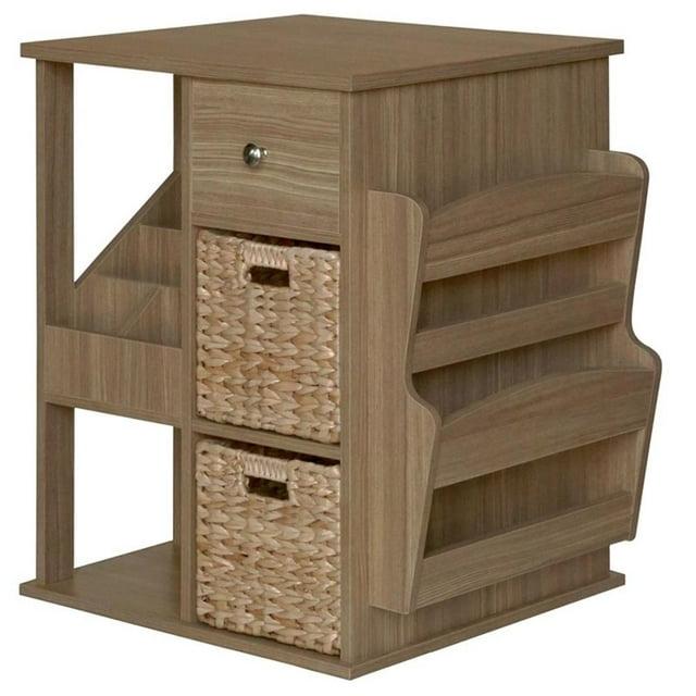 Gallerie Decor All-In-One Transitional Wood Revolving Side Table in Natural