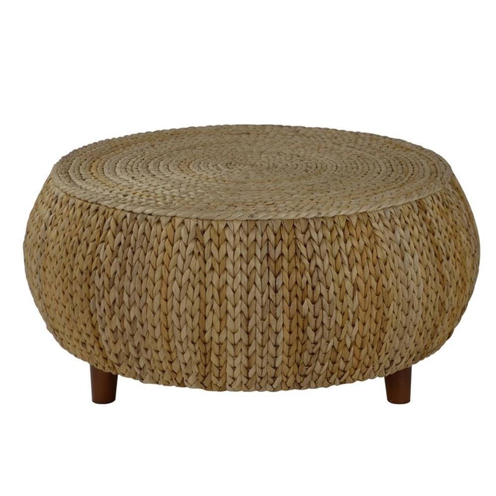 Gallerie Decor Bali Breeze Low Round Transitional Wood Accent Table in Natural