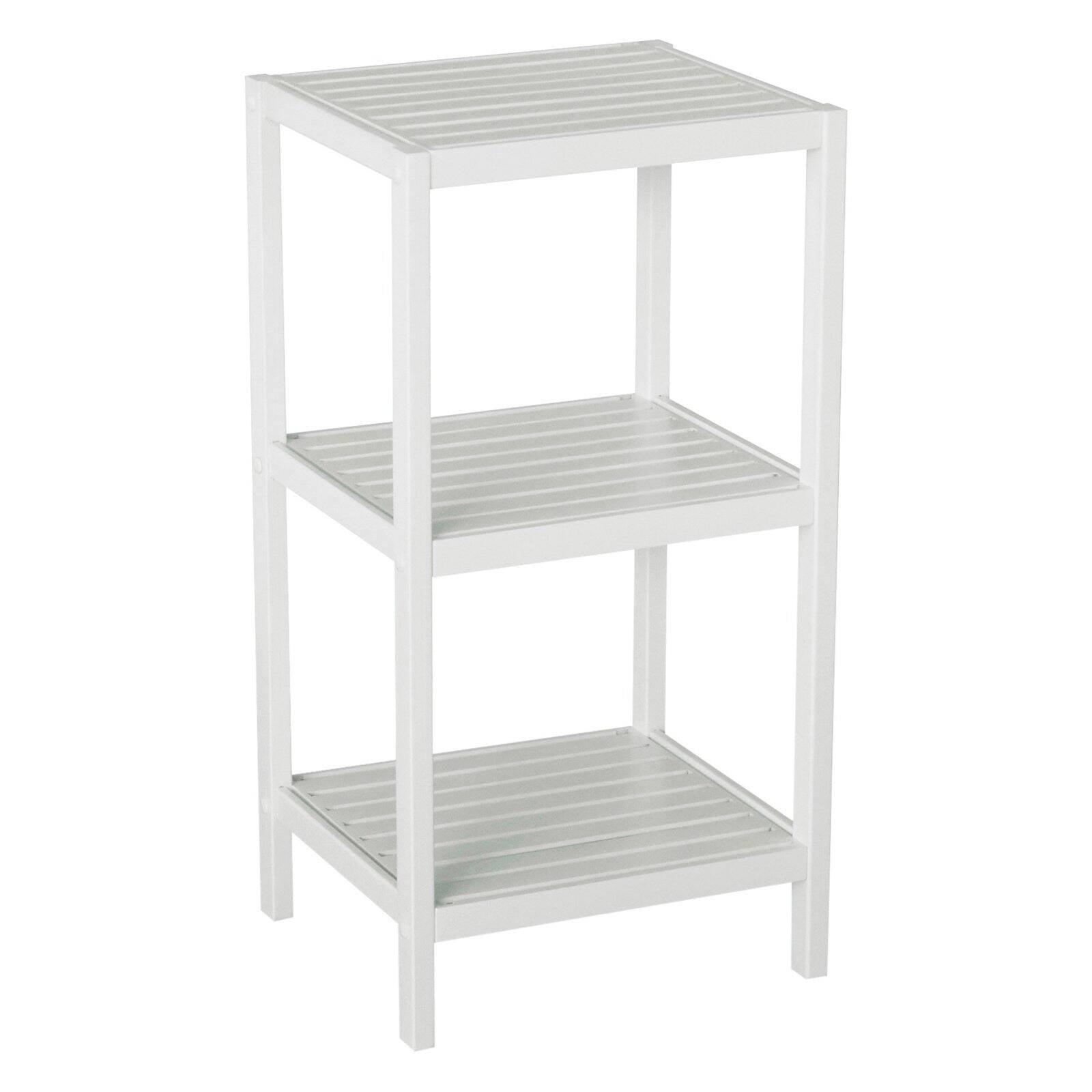 Gallerie Decor Natural Spa 3-Shelf Transitional Bamboo Tower in White