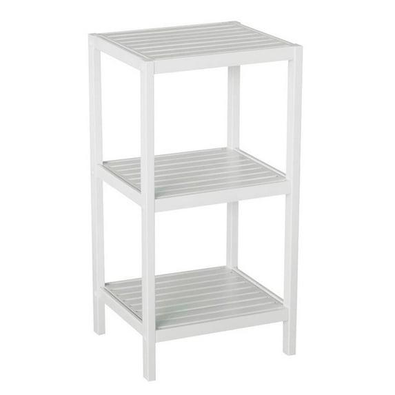 Gallerie Decor Natural Spa 3-Shelf Transitional Bamboo Tower in White