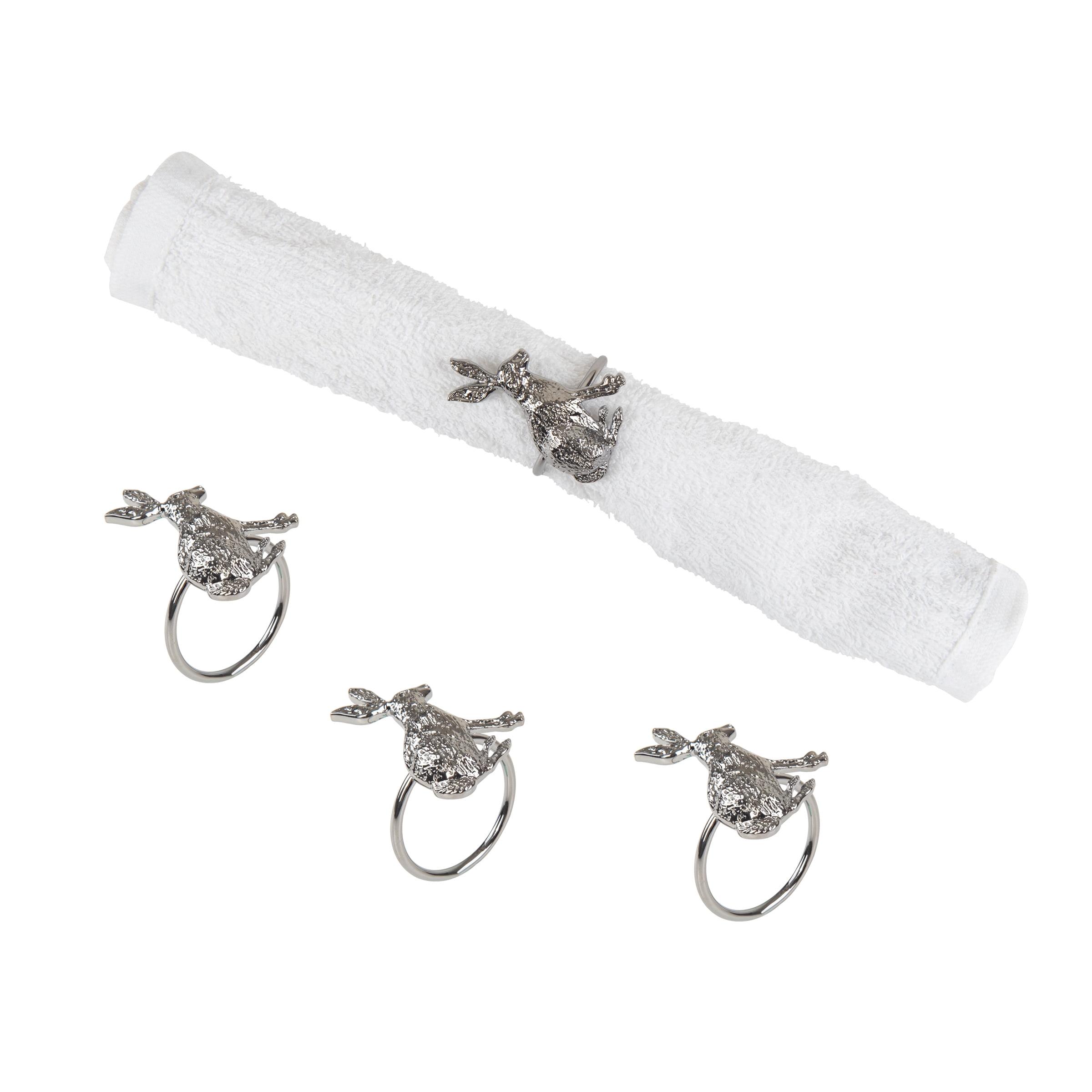 C&F Home Easter Charcoal Bunny Rabbit Napkin Ring, Set of 4