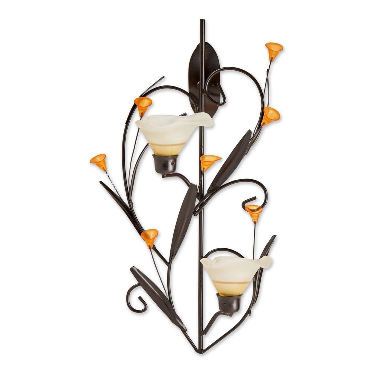 Amber Lilies Elegance Iron and Glass Wall Sconce