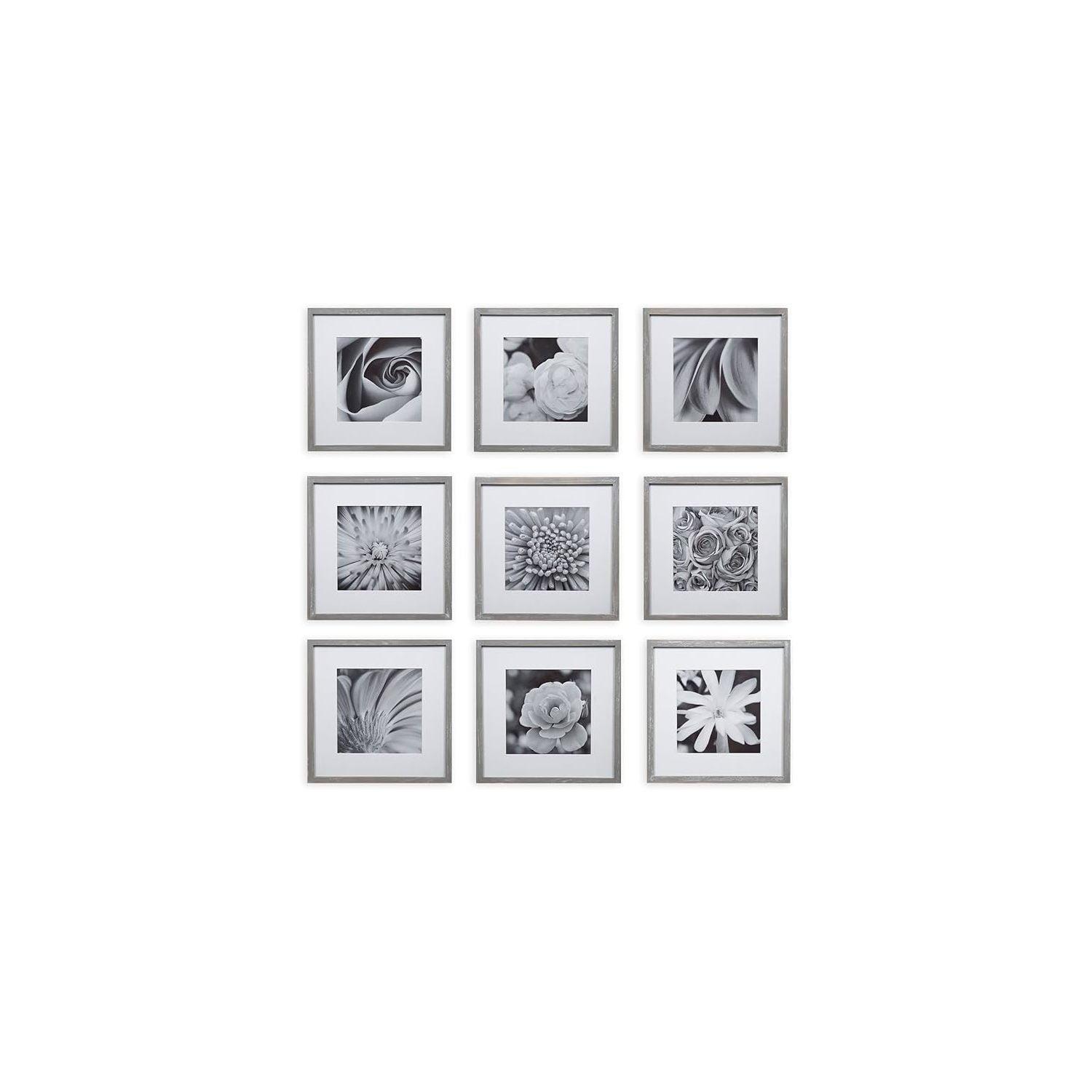 Elegant Greywash Wood Square Photo Frame Set for Gallery Wall