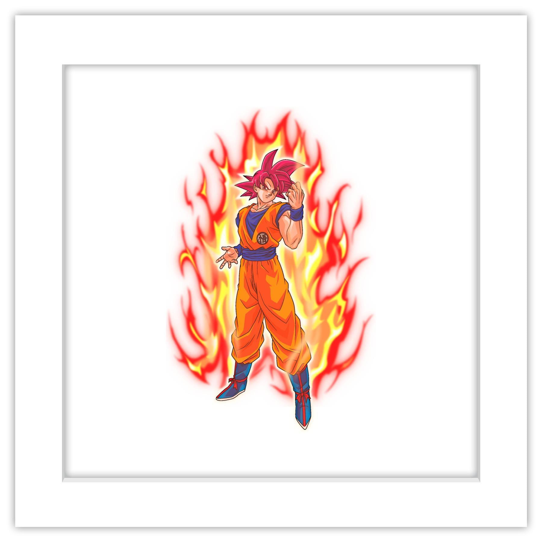 Gallery Pops Dragon Ball: Super - Super Saiyan God Goku Wall Art, White Framed Version, 12" x 12"