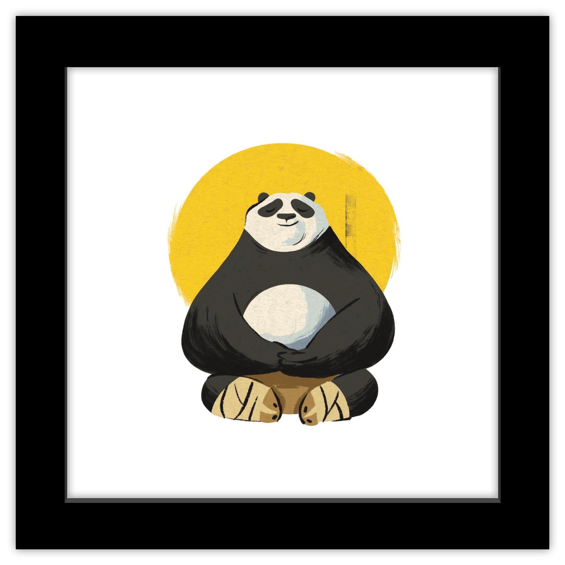 Kung Fu Panda Po Meditation Sunrise Black Framed Wall Art, 12" x 12"