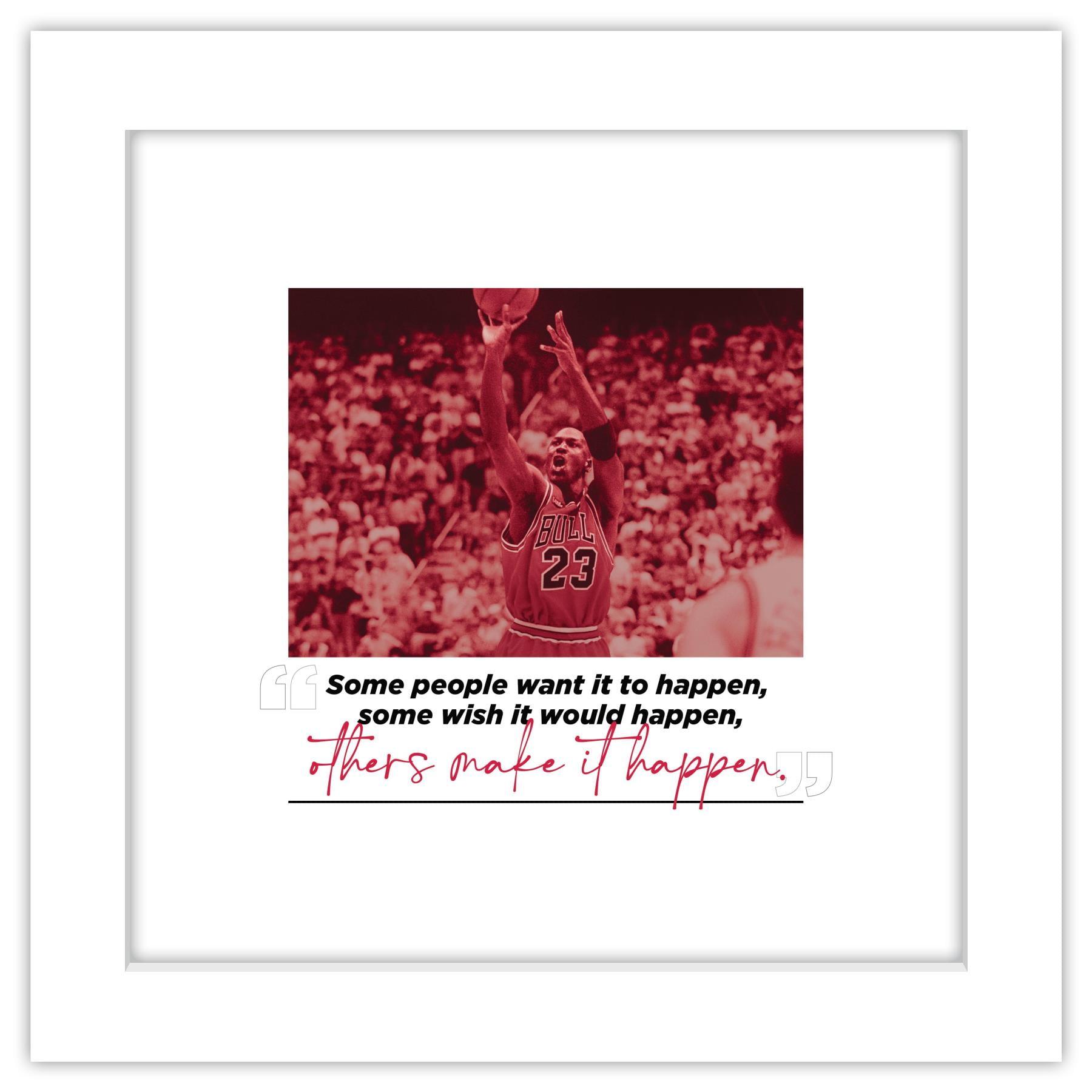 White Framed Michael Jordan Motivational Quote Sports Print, 12" x 12"