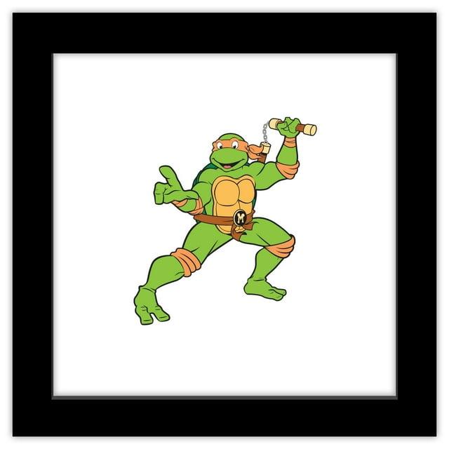 Gallery Pops Nickelodeon Teenage Mutant Ninja Turtles - Michelangelo Wall Art, Black Framed Version, 12" x 12"