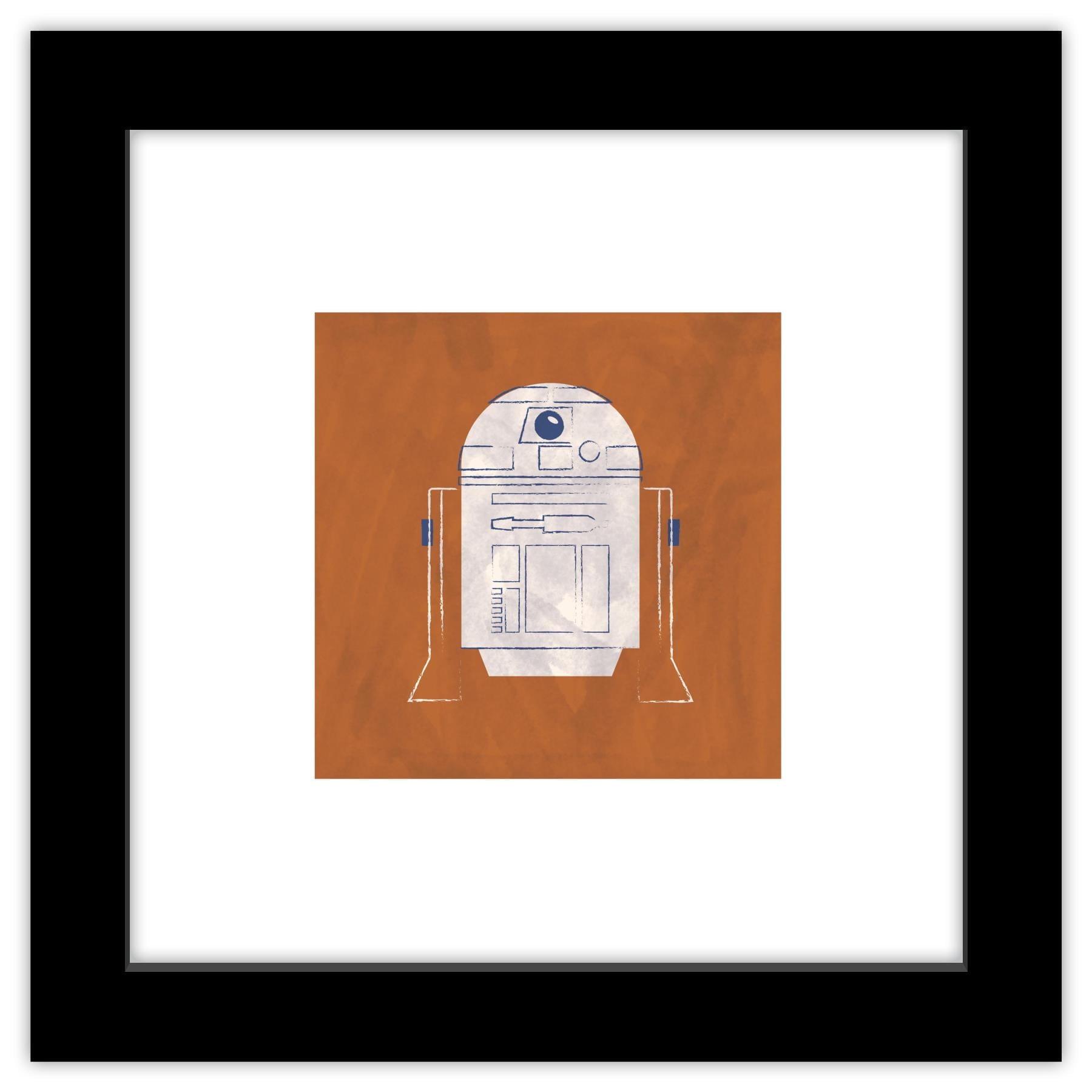 Neutral Abstract R2-D2 Black Framed 12" x 12" Wall Art