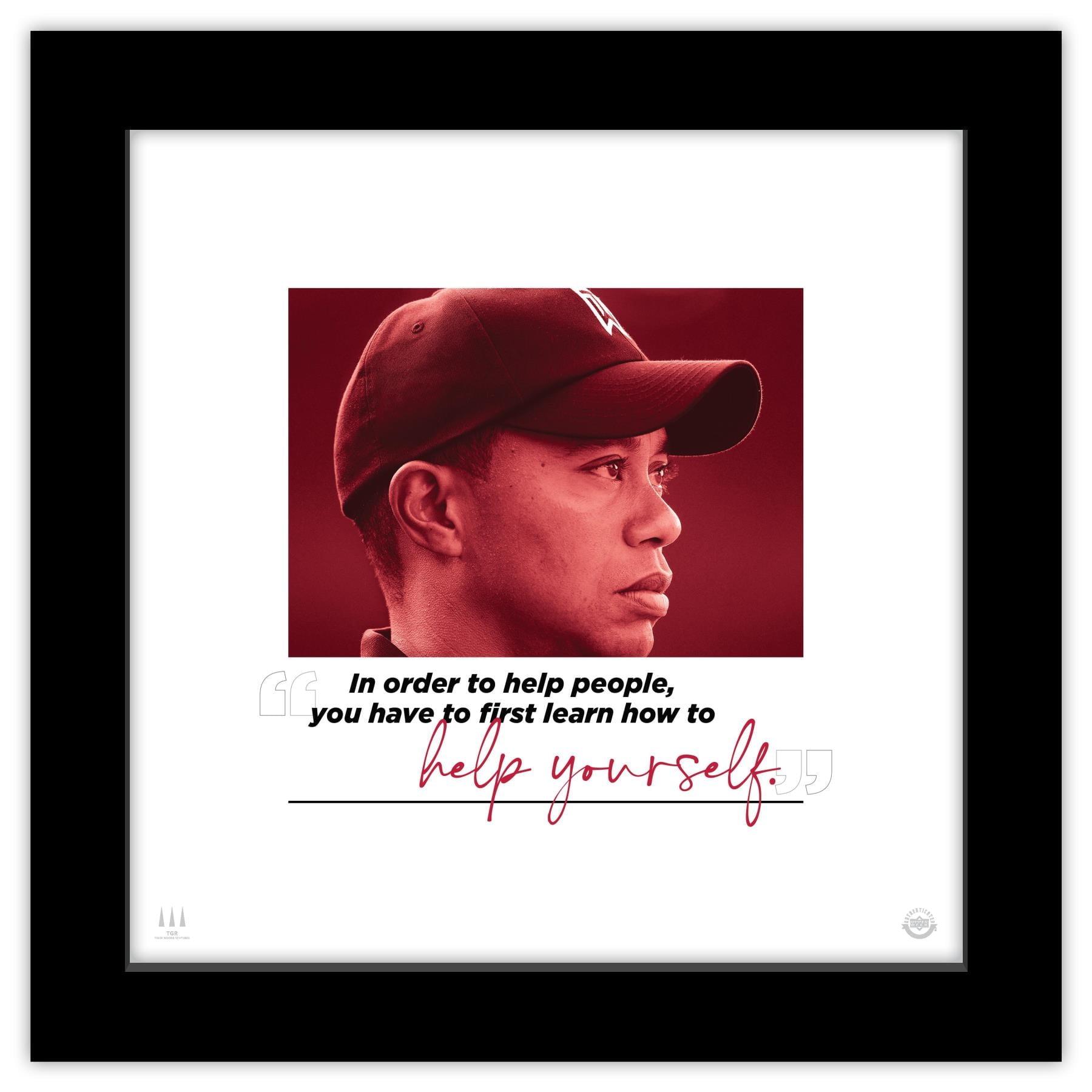 Gallery Pops Tiger Woods - Quote Help Yourself Wall Art, Black Framed Version, 12" x 12"