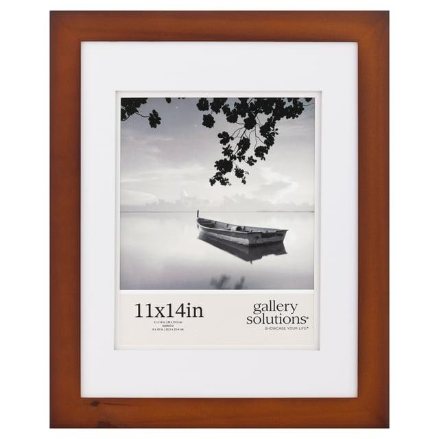 Gallery Solutions 11"x14" Flat Cherry Frame with Double White Mat, For 8"x10" Pictures