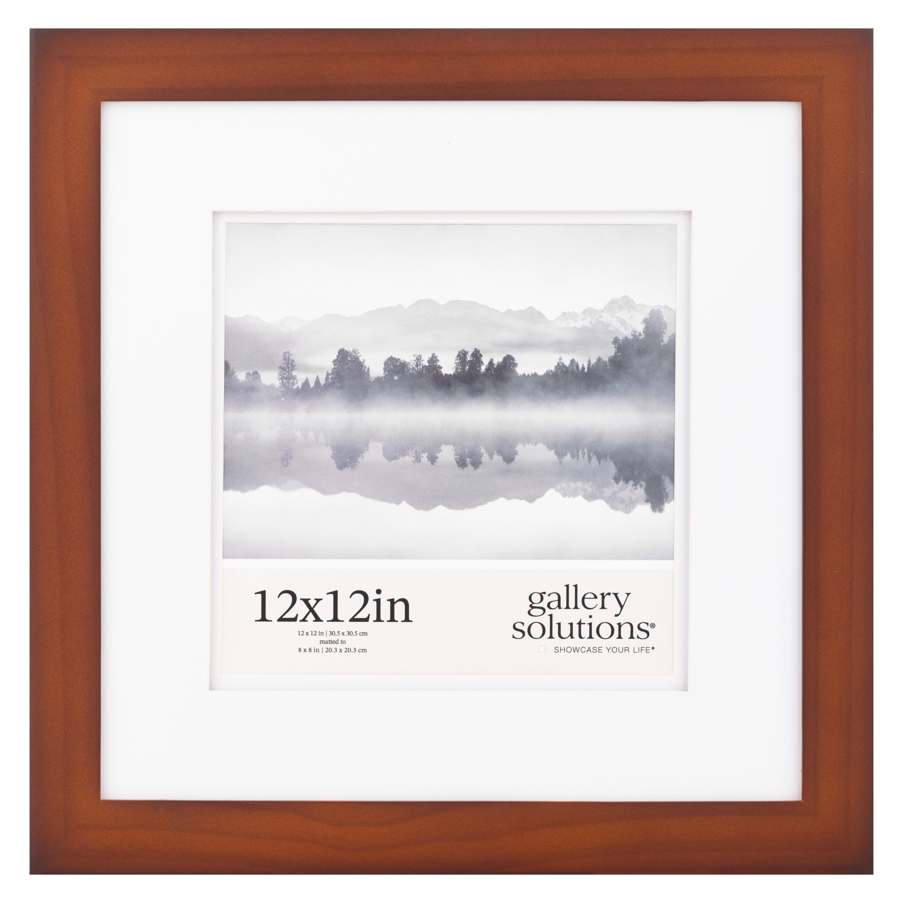 Gallery Solutions 12"x12" Wide Double Mat 8"x8" Photo Frame Walnut Brown