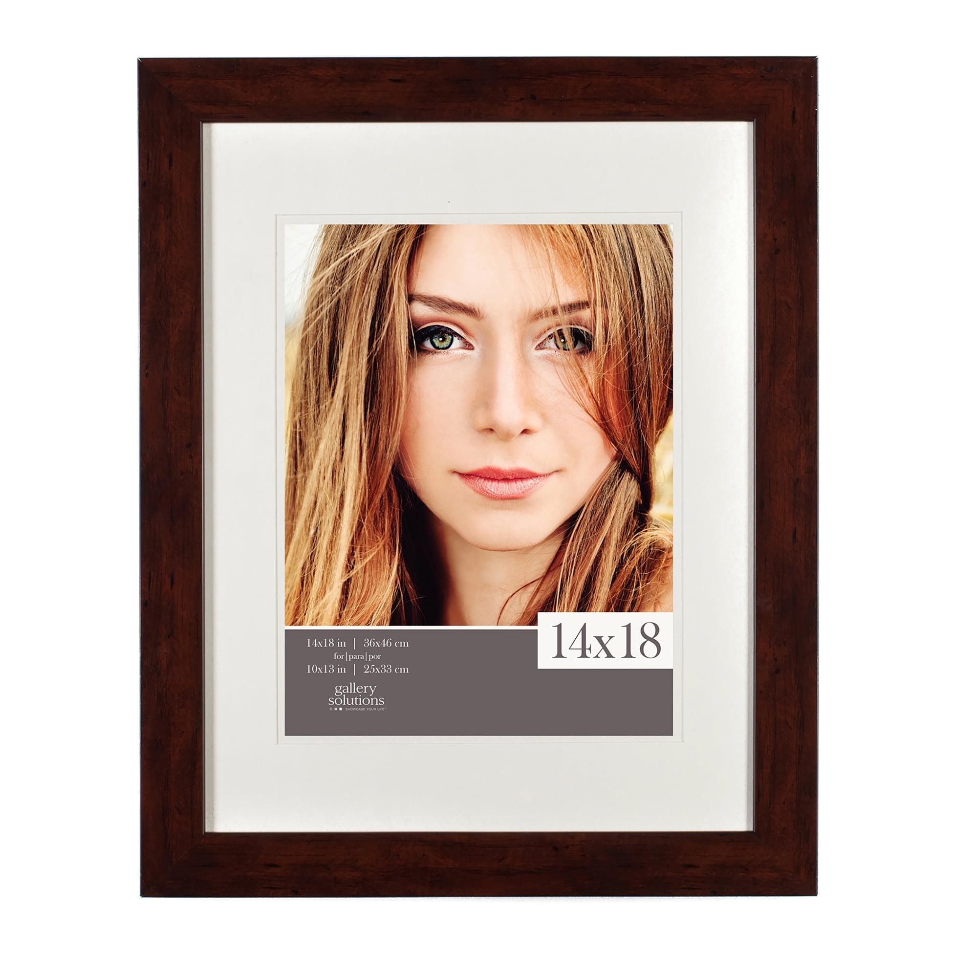 Classic 14x18 Walnut Picture Frame with Double White Mat