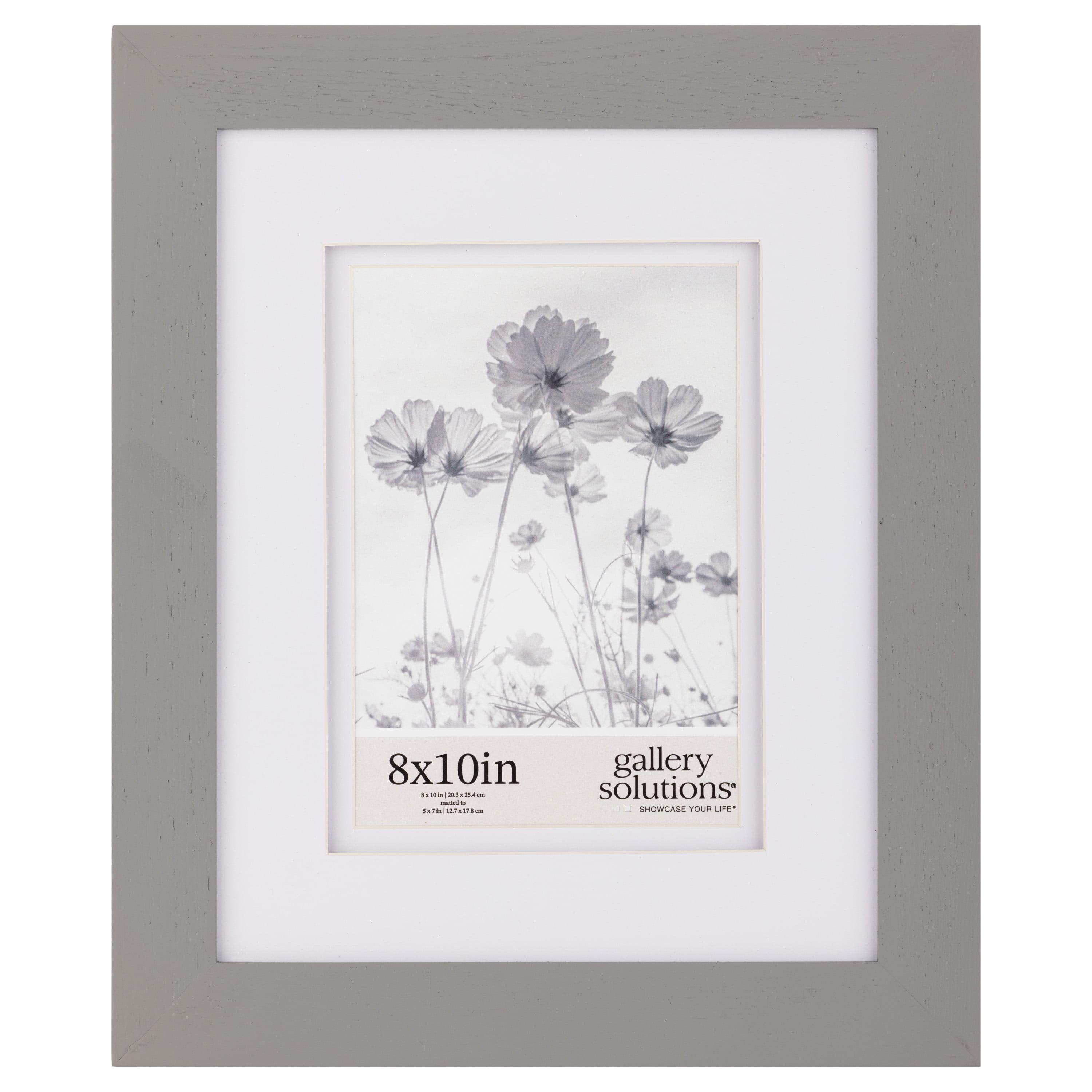 8x10 Gray Wood Frame with Double White Mat