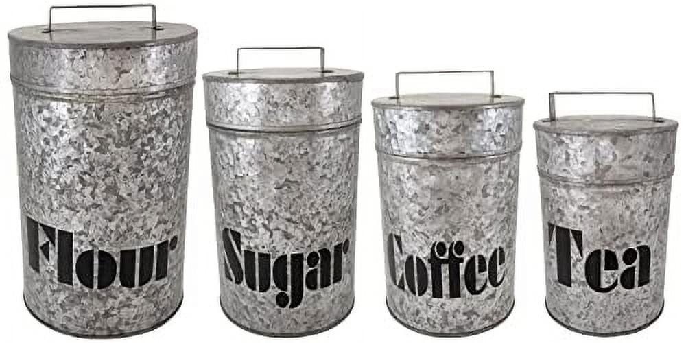 Galvanized Canisters with Lids - Kitchen - Set of 4