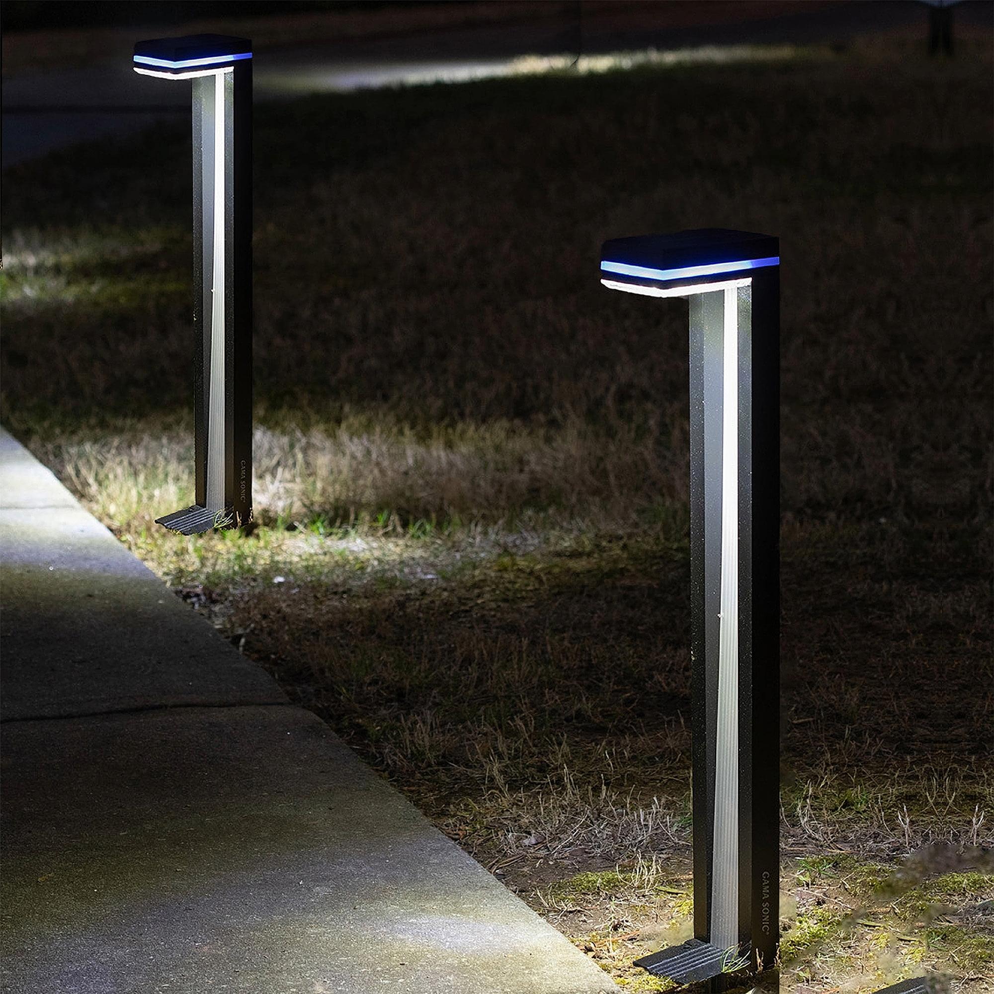 Sentry Modern Black Solar LED Pathway Lights with Blue Accent - 2 Pack