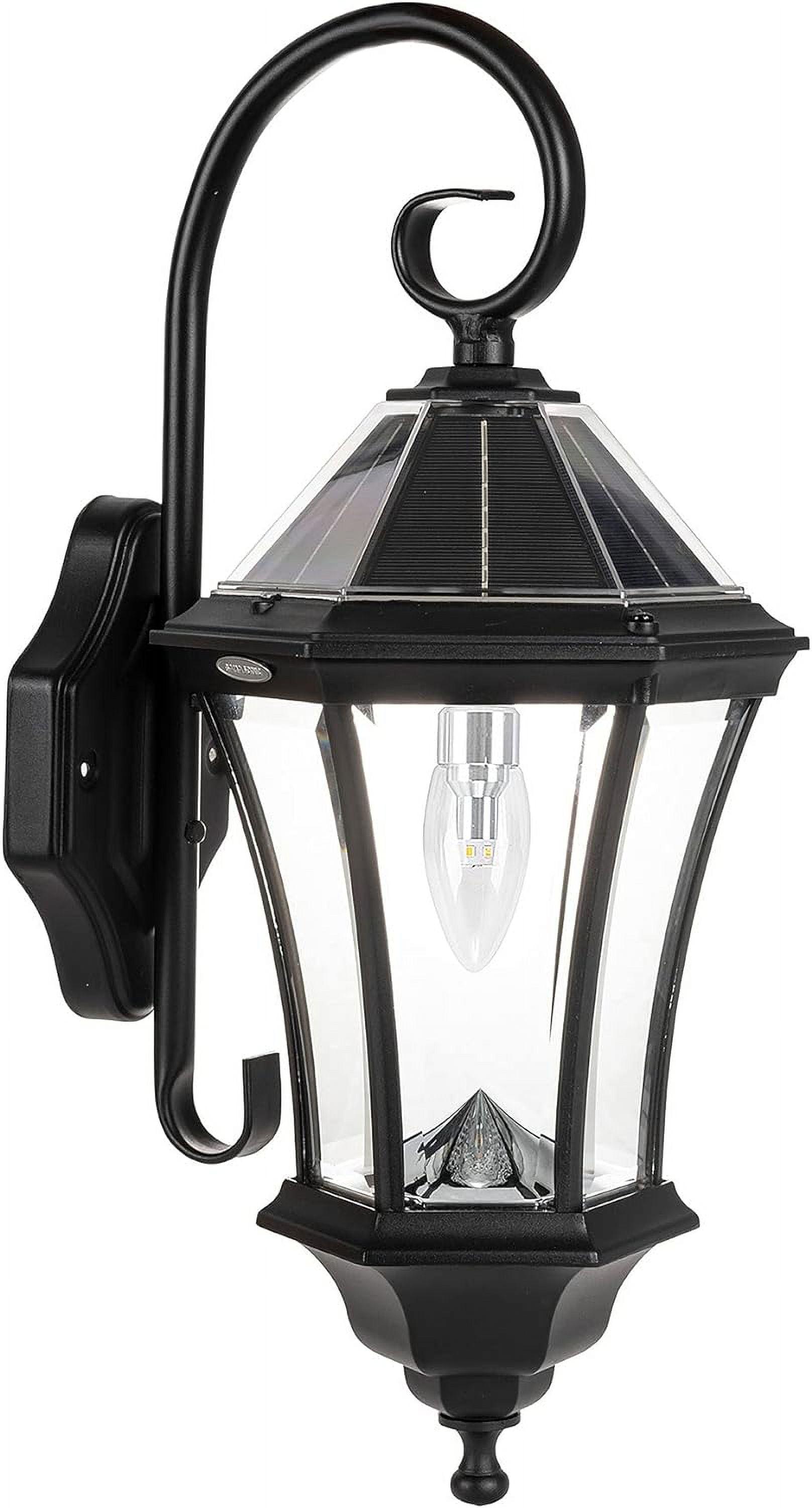 Gama Sonic Victorian Solar Wall Light, Outdoor Solar Lamp, Cast Aluminum Sconce, 150 Lumens Warm White LED, Black (94BM50010)