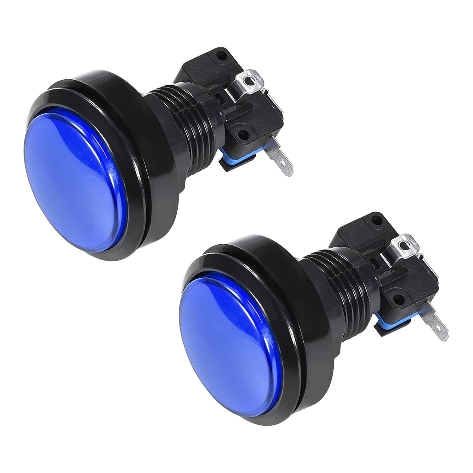 Blue Round LED Illuminated Arcade Push Button Switch, 46mm, 2pcs