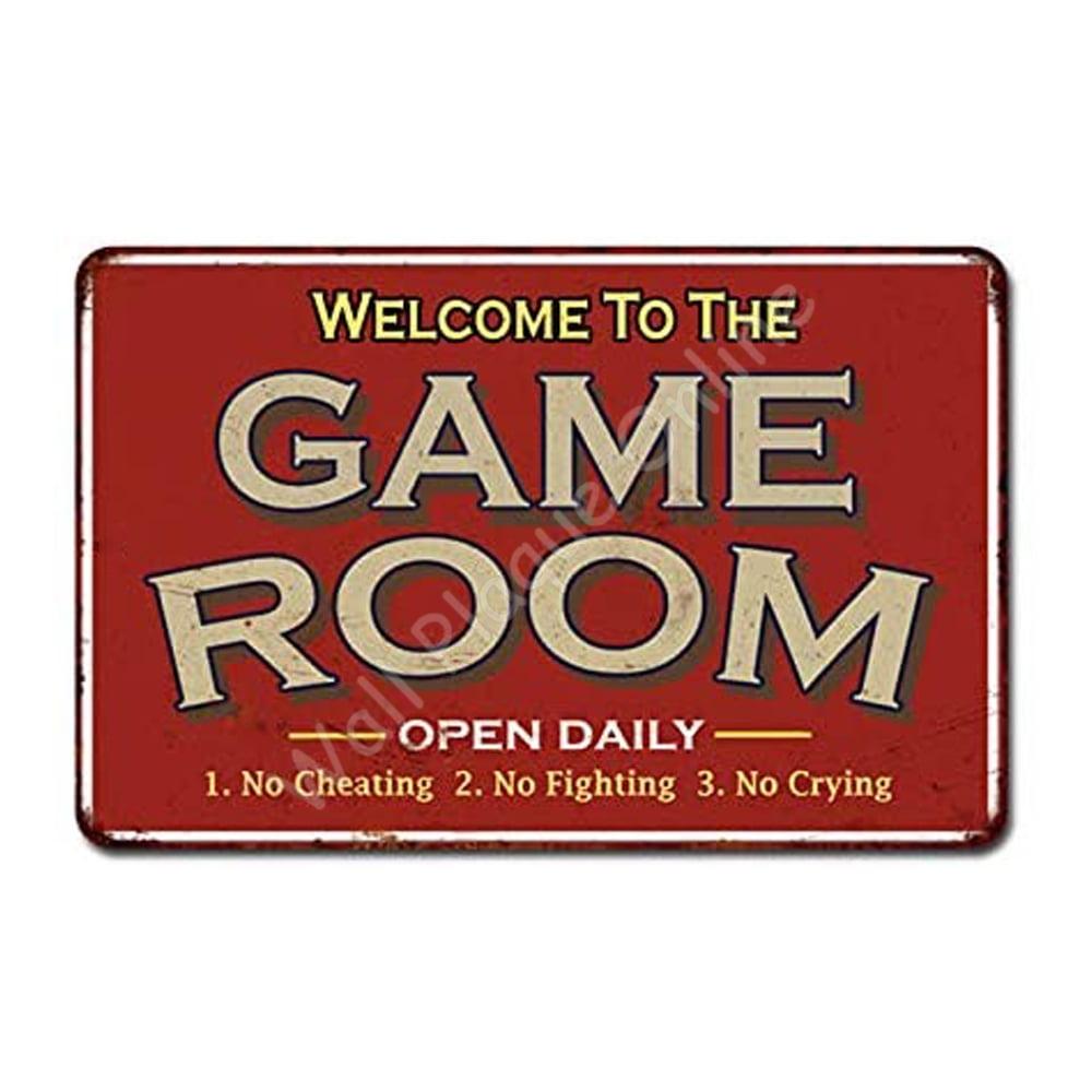 Game Room Sign Rustic Wall decor Gameroom Signs Home Vintage Decorations Games Arcade Retro Video Gamer Art Gaming wall art Size: 8 x 12 Inches
