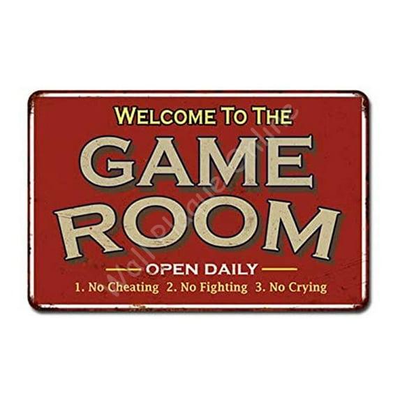 Game Room Sign Rustic Wall decor Gameroom Signs Home Vintage Decorations Games Arcade Retro Video Gamer Art Gaming wall art Size: 8 x 12 Inches