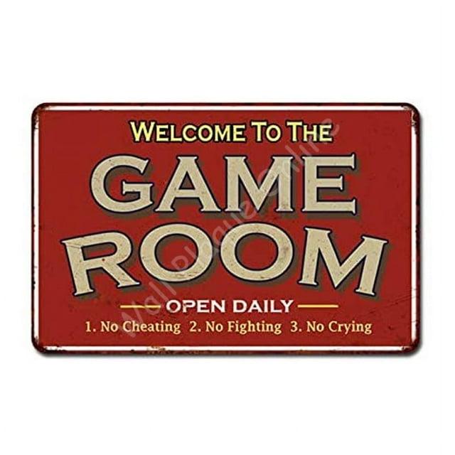 Game Room Sign Rustic Wall decor Gameroom Signs Home Vintage Decorations Games Arcade Retro Video Gamer Art Gaming wall art Size: 8 x 12 Inches