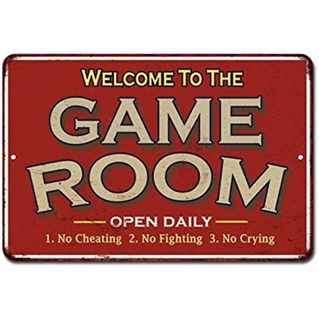 Game Room Sign Rustic Wall decor Gameroom Signs Home Vintage Decorations Games Arcade Retro Video Gamer Art Gaming wall art Size: 8 x 12 Inches