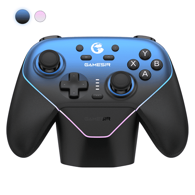 GameSir Super Nova Wireless Gaming Controller for PC/Switch/iOS/Android, Hall Effect Stick & Trigger, Rubberized Grips, RGB Lighting, Swappable ABXY, Detachable Faceplate, 1000mAh with Charging Dock