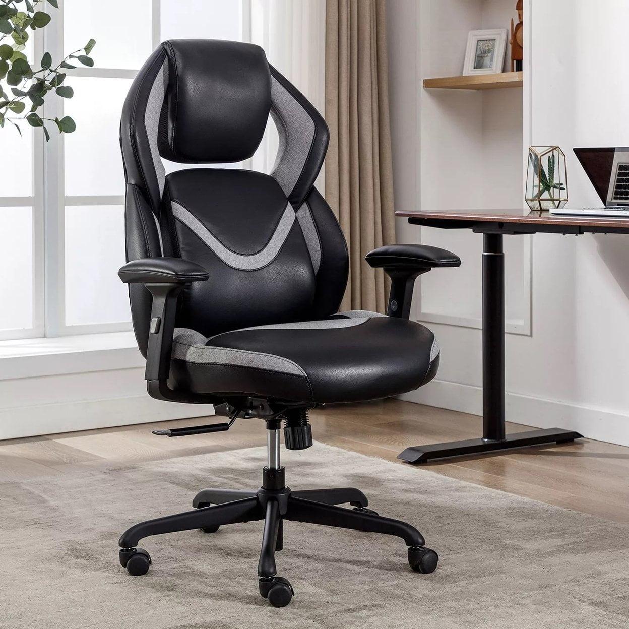 Pro-Series Black and Gray Ergonomic Gaming Chair with Lumbar Support