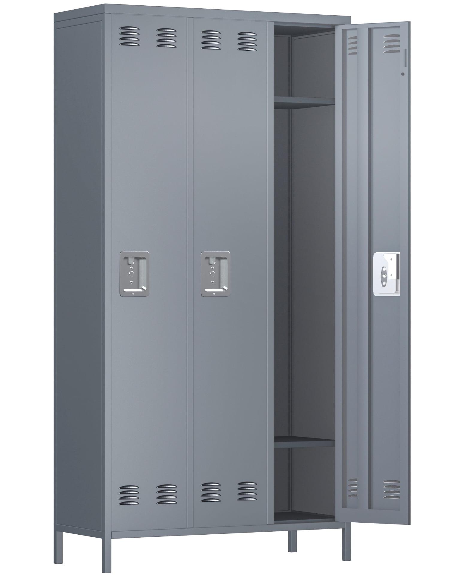 GangMei 72 inches 3 Doors Metal Storage Locker for Employees，Large Steel Combination Locker Cabinet for Gym, Living Room, School , Office with Locking Doors(Light Gray)