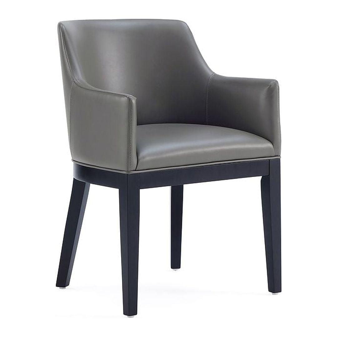 Pebble Grey Modern Upholstered Faux Leather Low Side Chair