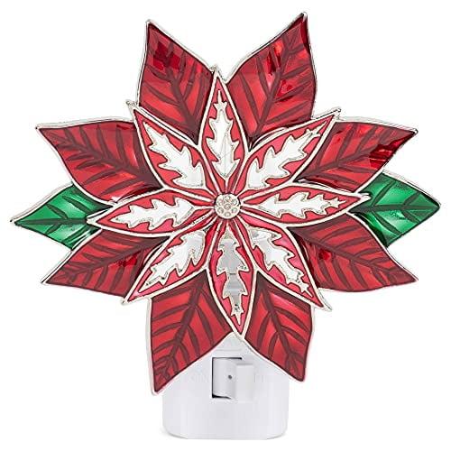 Ganz 4.25 In Poinsettia Night Light Electric Flower Christmas Novelty Nightlights