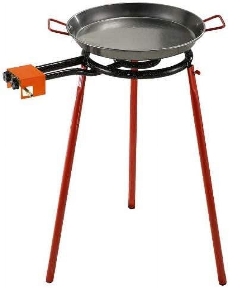 16-Inch Carbon Steel Paella Pan Set with Burner and Stand