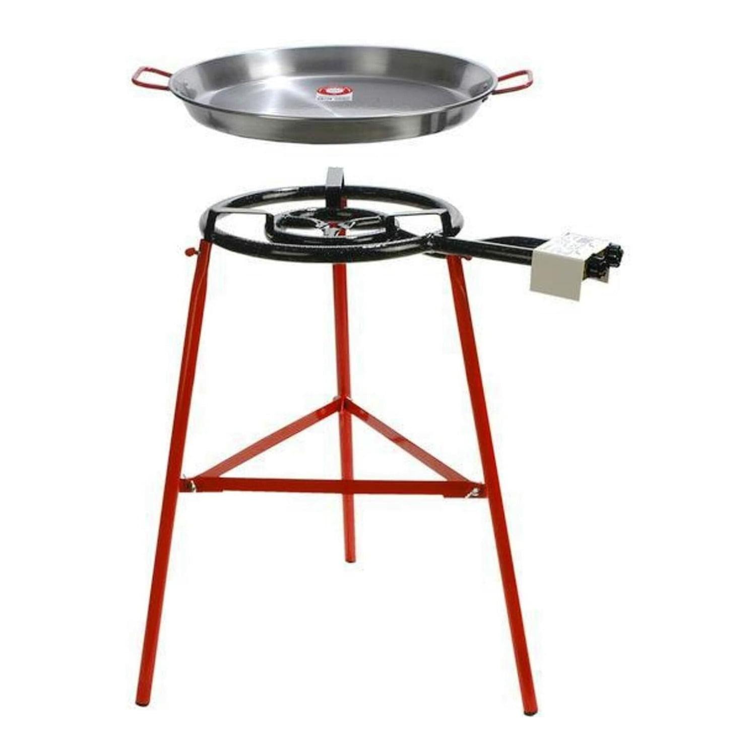 Garcima 20-Inch Carbon Steel Paella Pan Set with Burner and Red Legs