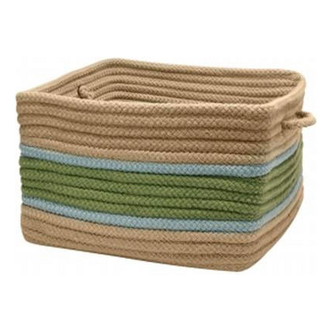 Moss & Federal Blue Braided Polypropylene 18" Square Storage Basket