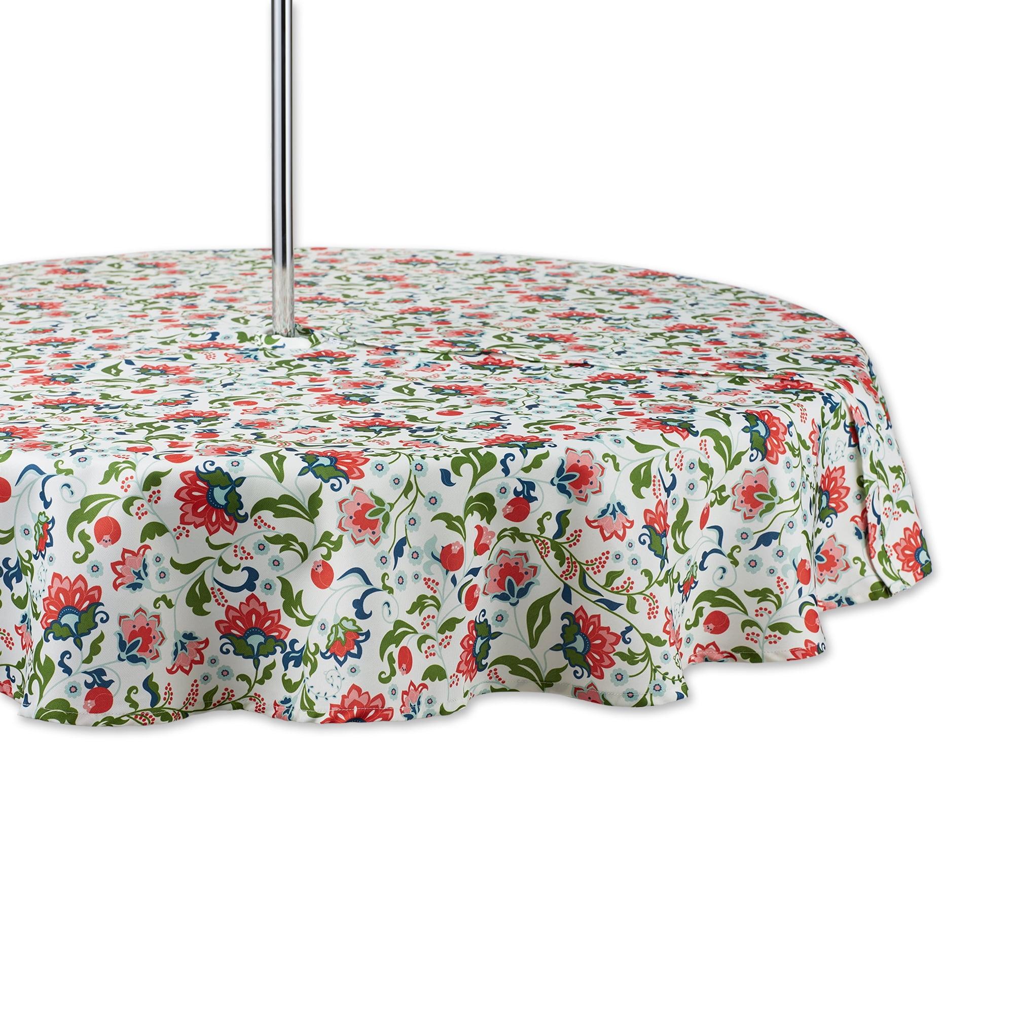 Design Imports  Garden Floral Print Outdoor Tablecloth With Zipper 60 Round